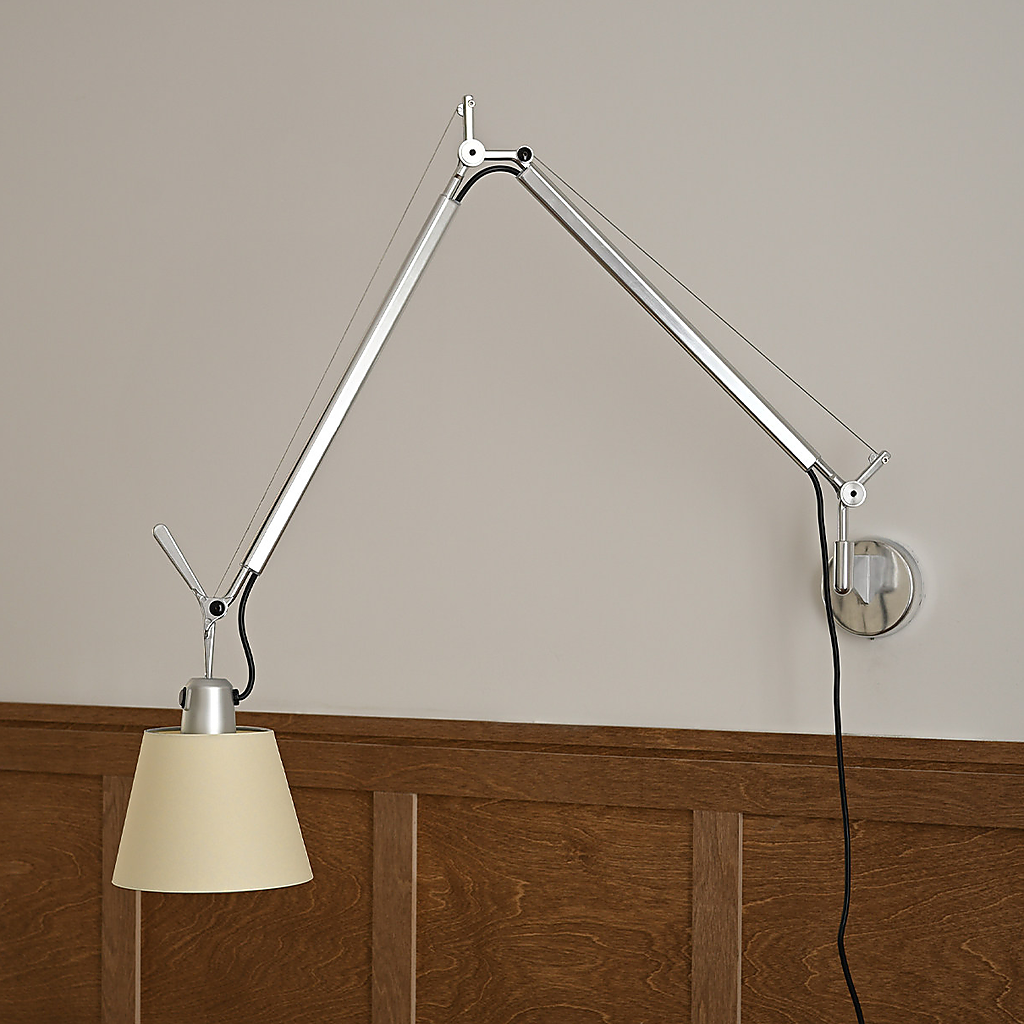 Bauhaus Adjustable Parchment Swing Arm Wall Light material close up