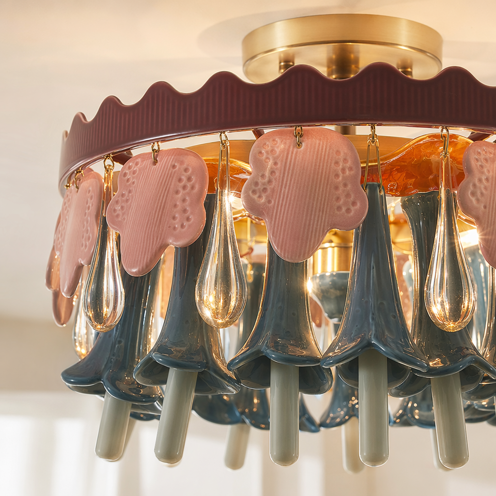 Colorful Ceramic Lily of the Valley Chandelier - 16 16-material-glow-detail
