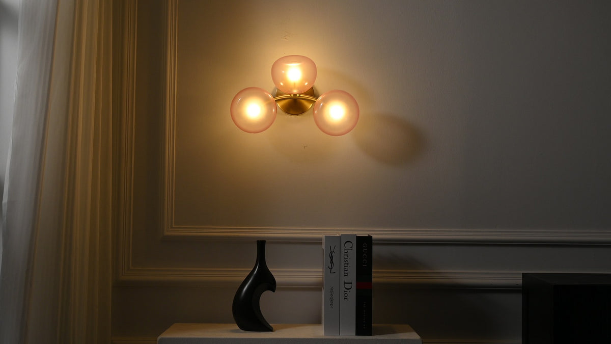 Modern Glass Globe Branch Wall Sconce in Natural Brass - 16 16-real-shot-glass-globe-wall-sconce-pair