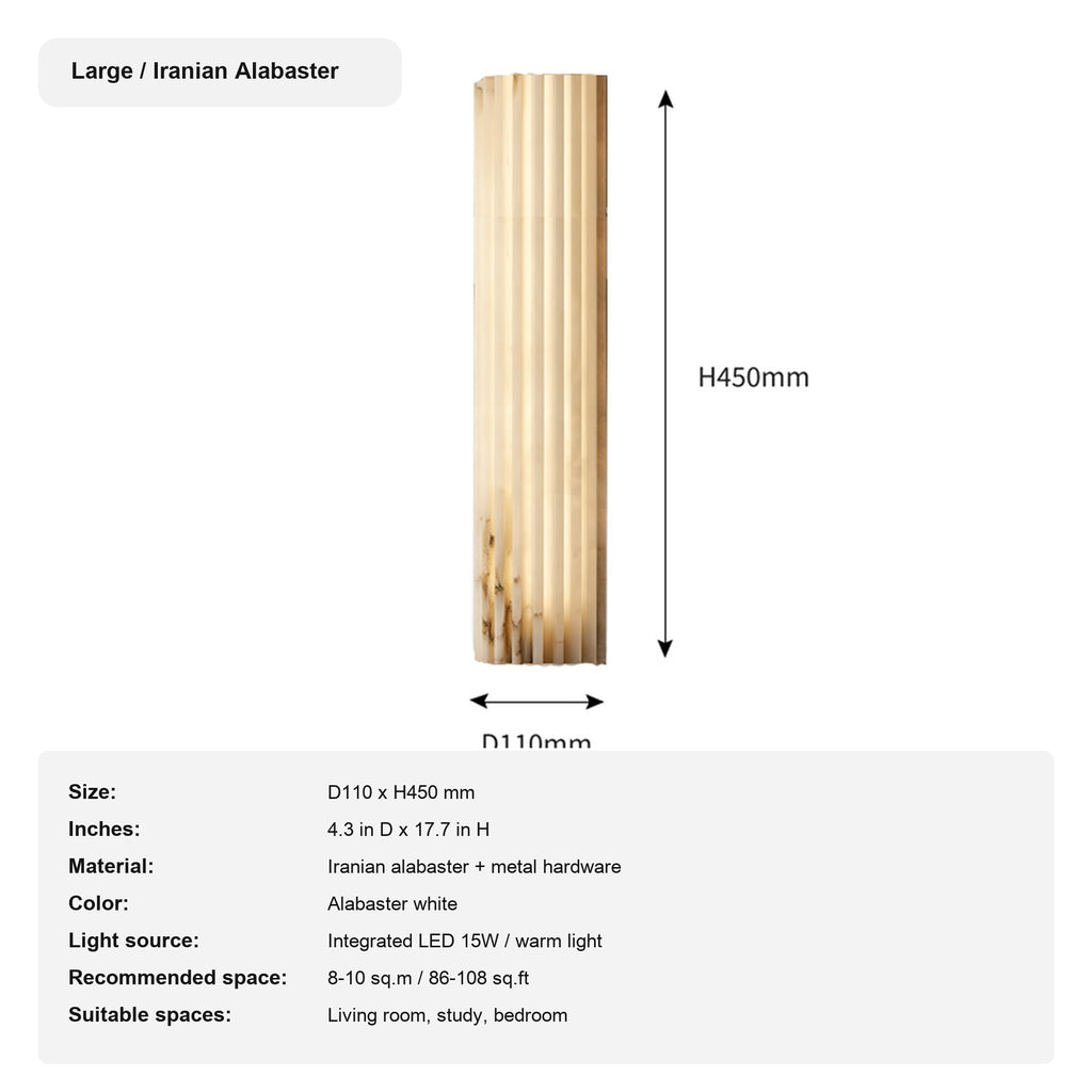 Modern Fluted Alabaster Wall Sconce - 16 sku large iranian alabaster white english
