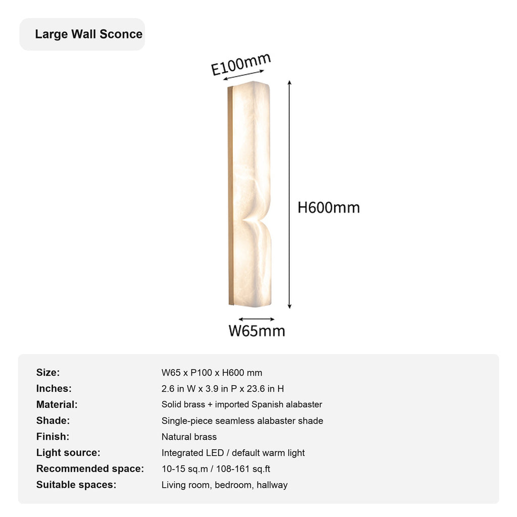 Modern Spanish Alabaster Linear Wall Sconce in Natural Brass - 16 sku large wall sconce english