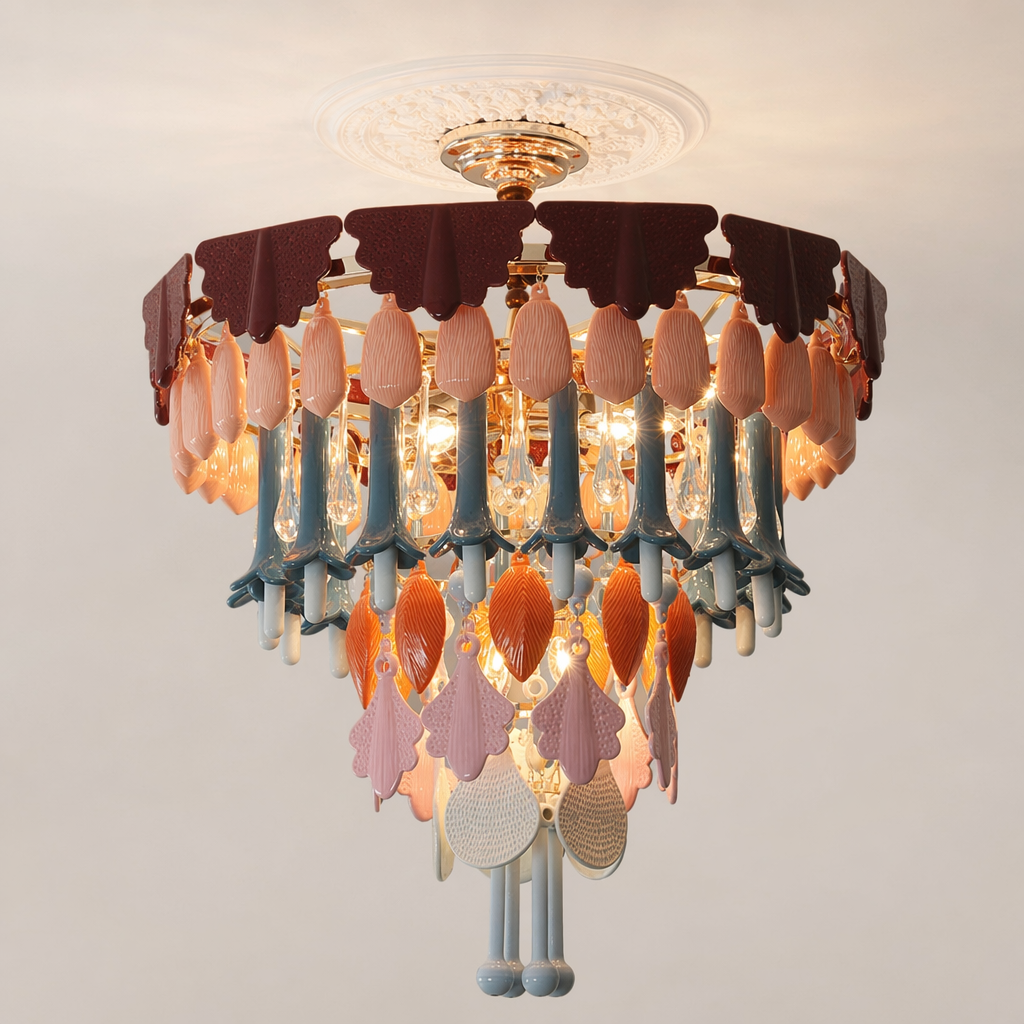 Colorful Ceramic Lily of the Valley Chandelier - 17 17-clean-product-white-background