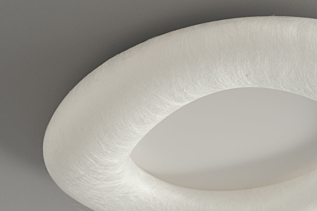 Modern Mulberry Silk Ring Ceiling Light in White - 17 17-detail-installation