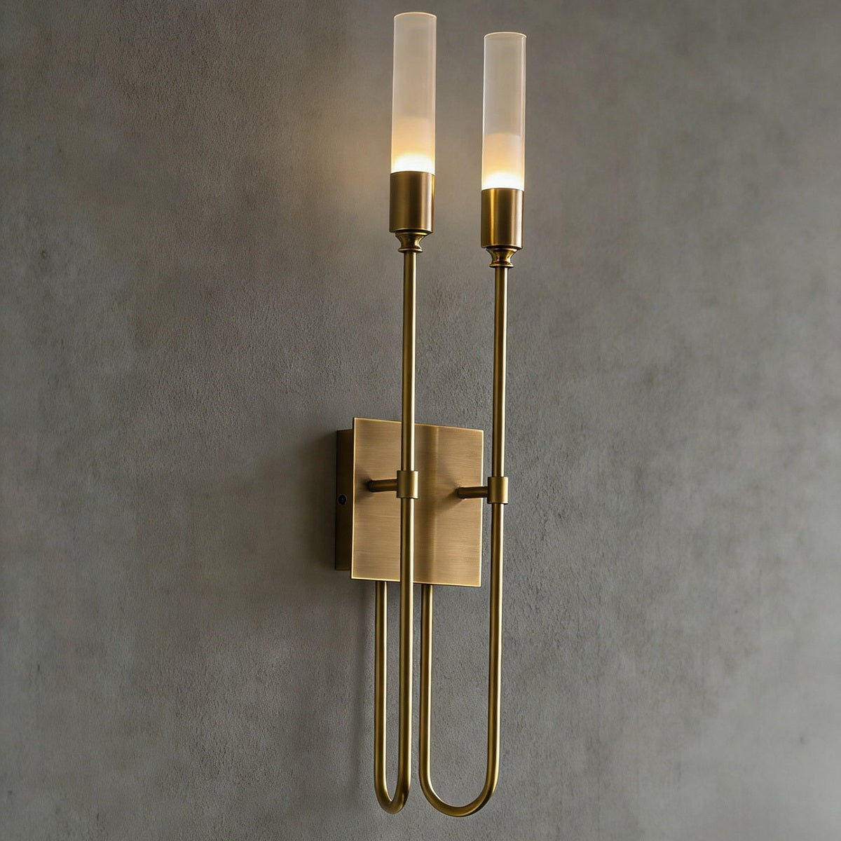 Double Loop Wall Sconce real antique brass front view