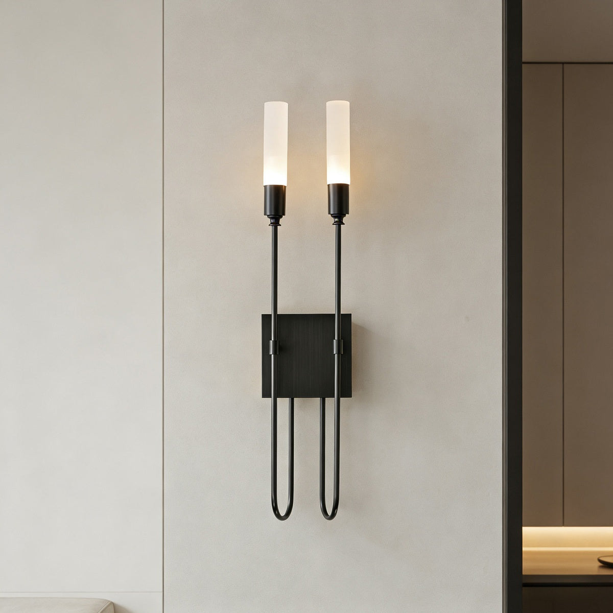 Double Loop Wall Sconce real black room view
