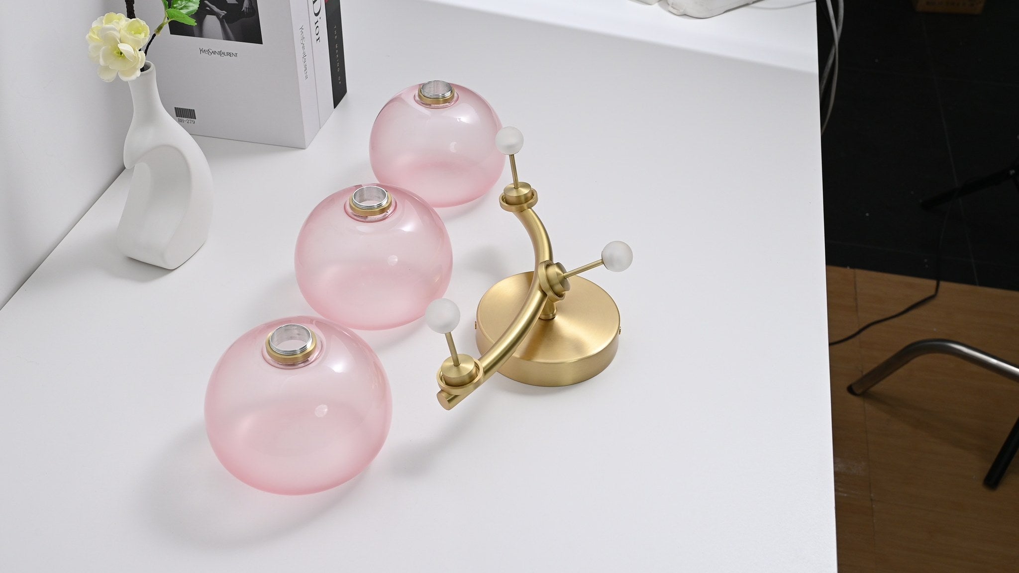 Modern Glass Globe Branch Wall Sconce in Natural Brass - 18 18-real-shot-glass-globe-wall-sconce-frosted-glass