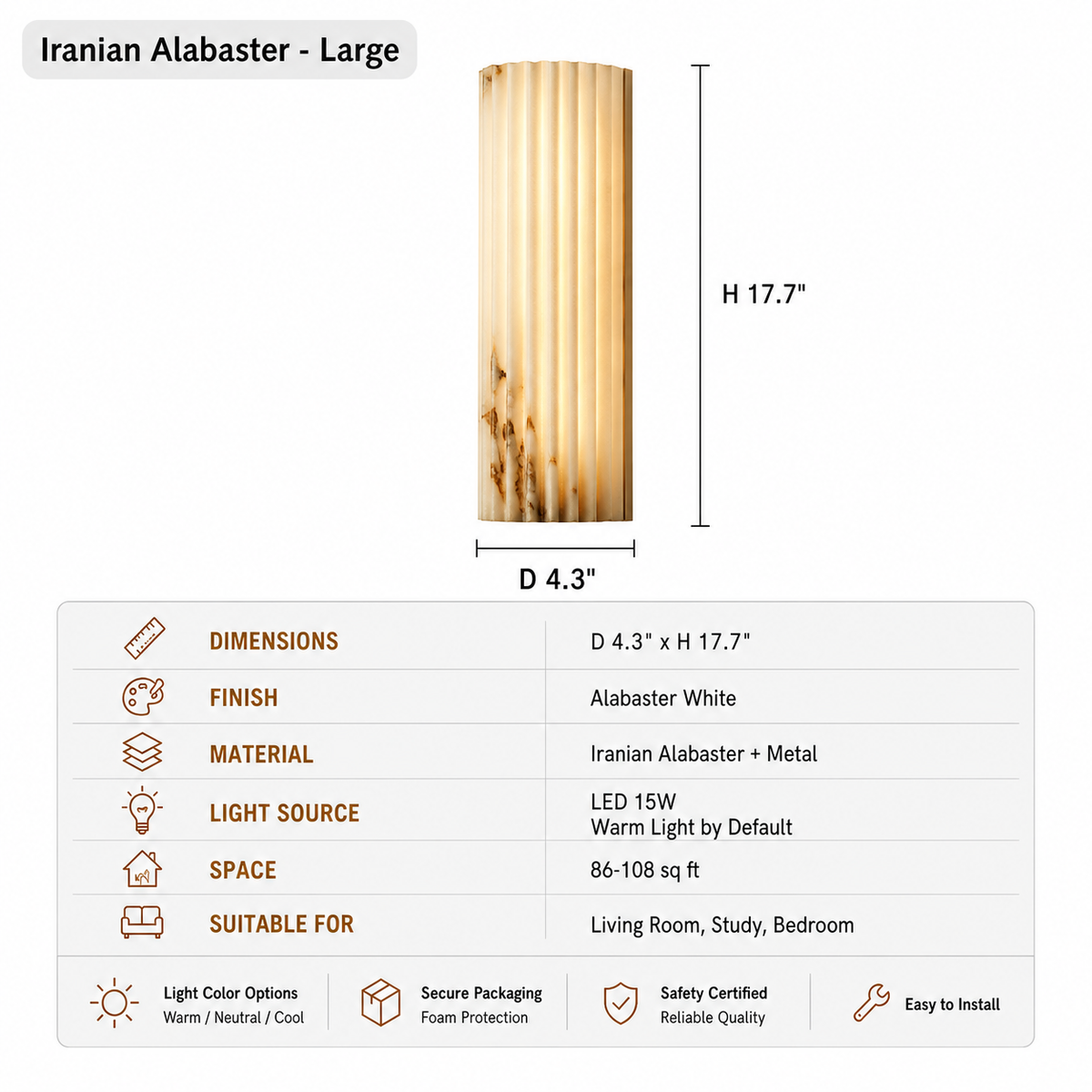 Modern Fluted Alabaster Wall Sconce - product image 21