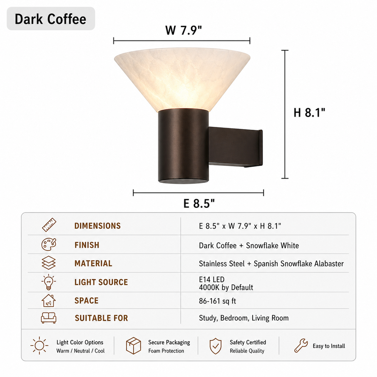 Modern Snowflake Alabaster Cup Wall Sconce - product image 22
