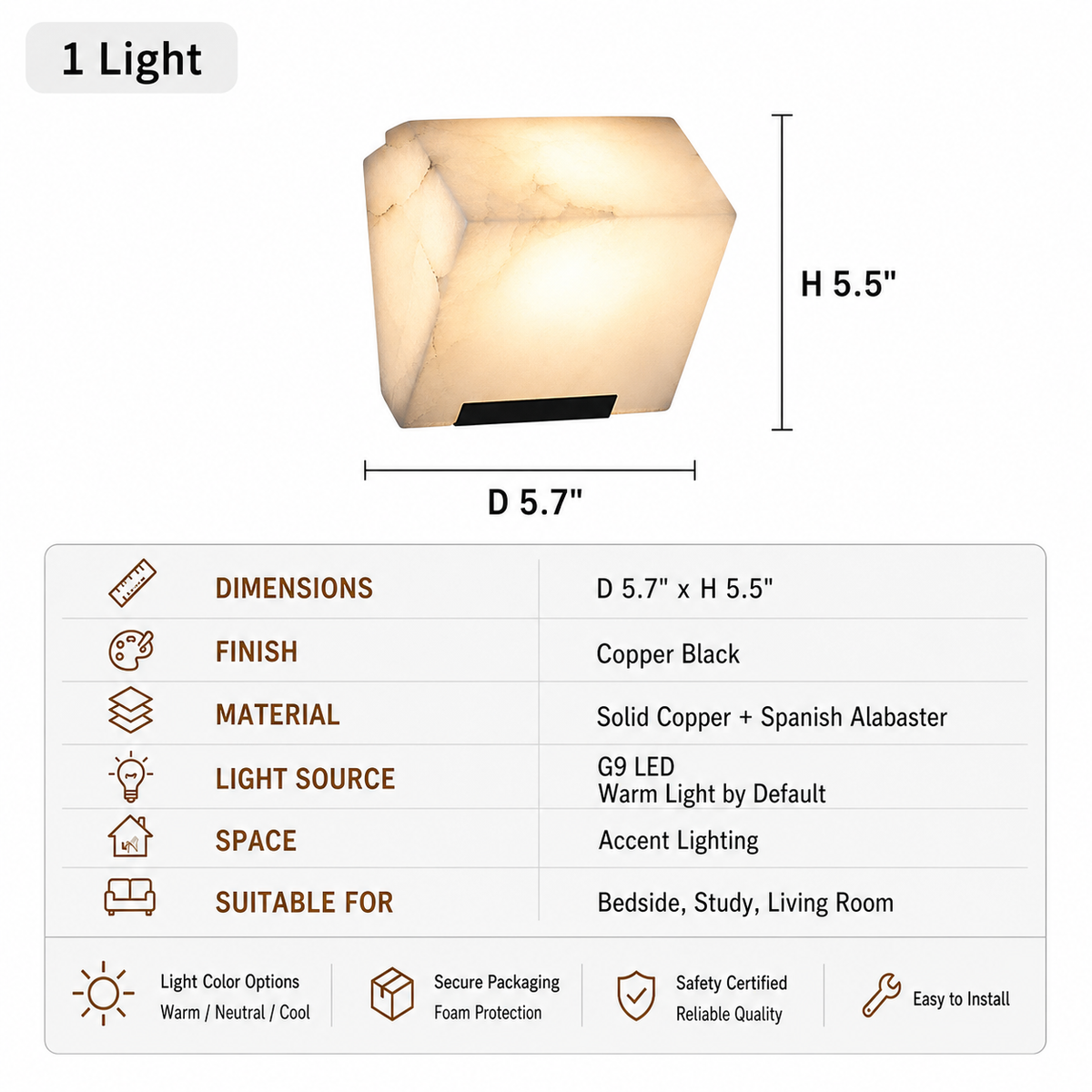 Modern Alabaster Geometric Wall Sconce - product image 18