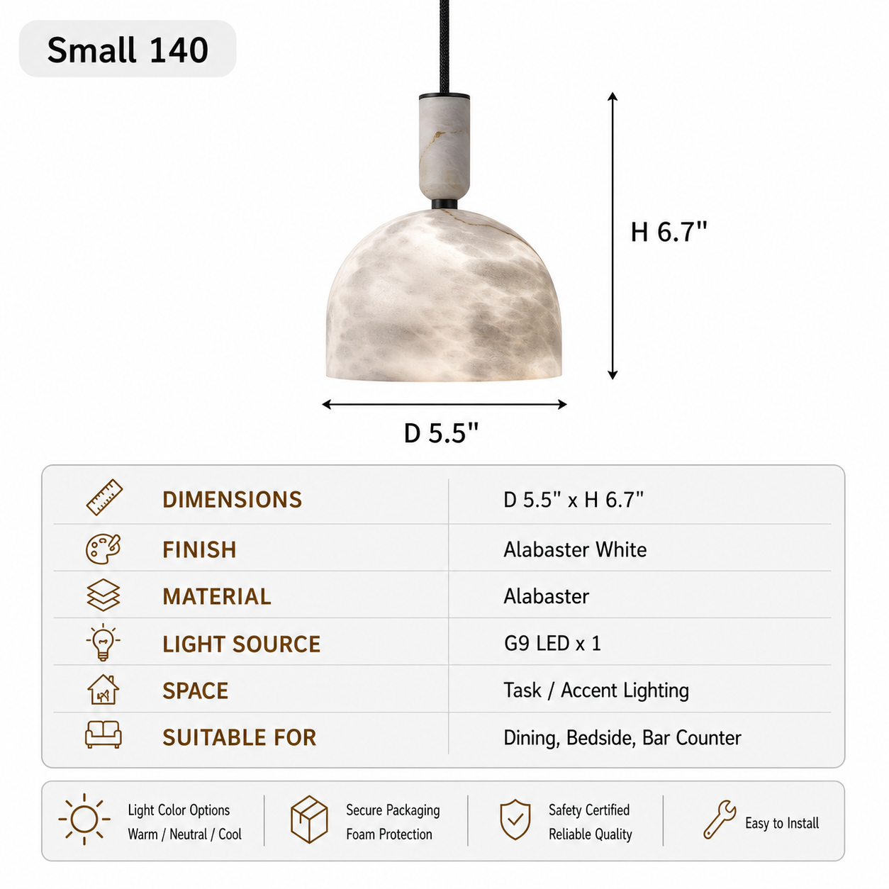 Modern Alabaster Dome Pendant Light in White - product image 18