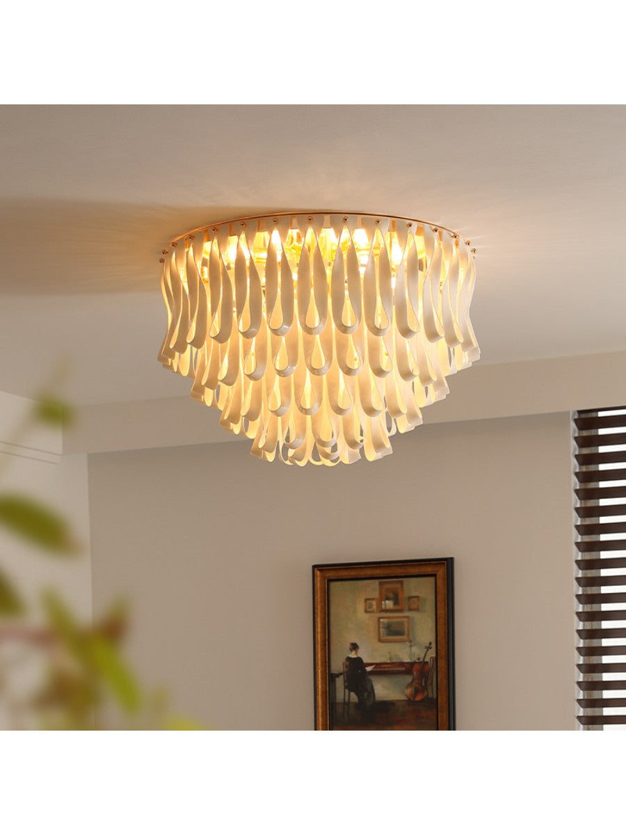Ivory Ceramic Ribbon Linear Dining Chandelier - 07 Flush Mount 23.6 in main 1