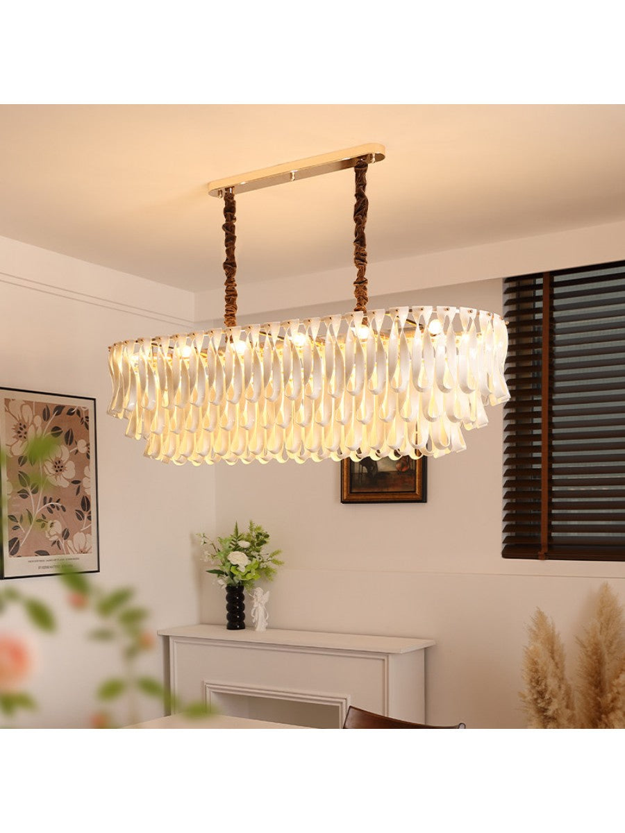 Ivory Ceramic Ribbon Grand Chandelier - 09 Linear Dining 47.2 in main 1
