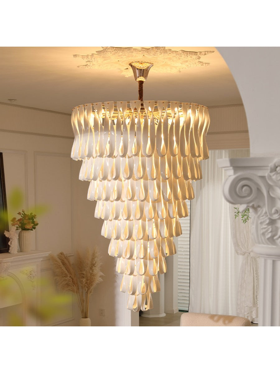 Ivory Ceramic Ribbon Round Chandelier - 07 Grand Chandelier 39.4 in main 1