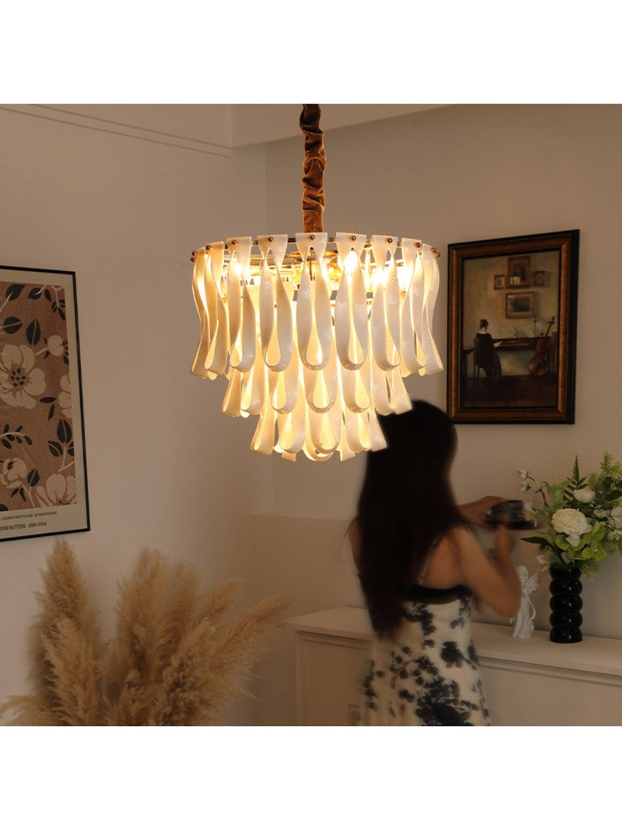Ivory Ceramic Ribbon Mini Chandelier - 02 Mini Pendant 15.7 in main 2