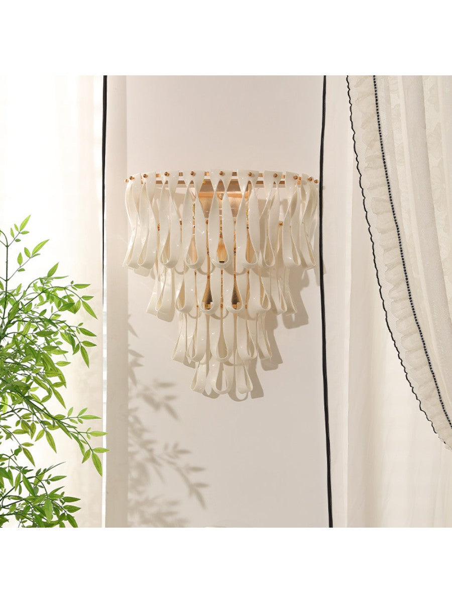 Ivory Ceramic Ribbon Mini Chandelier - 12 Wall Sconce 16.9 in main 2