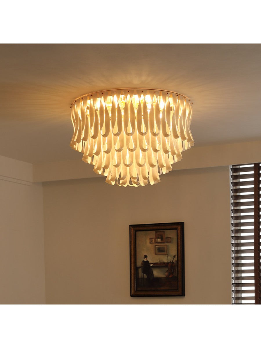 Ivory Ceramic Ribbon Round Chandelier - 06 Flush Mount 23.6 in main 2