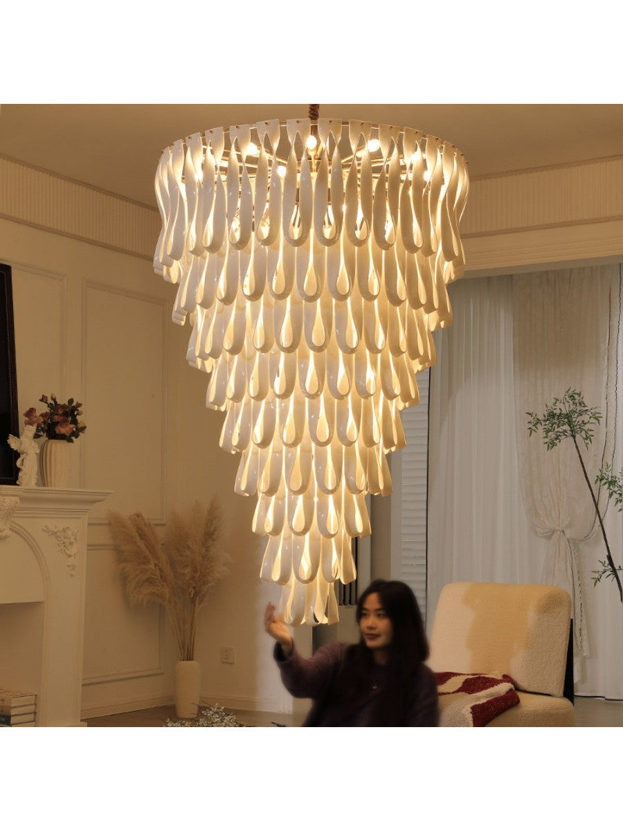Ivory Ceramic Ribbon Round Chandelier - 08 Grand Chandelier 39.4 in main 2