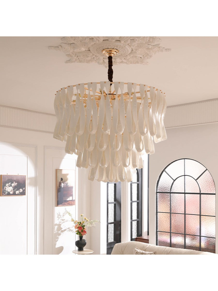 Ivory Ceramic Ribbon Wall Sconce - 06 Round Chandelier 27.6 in main 2