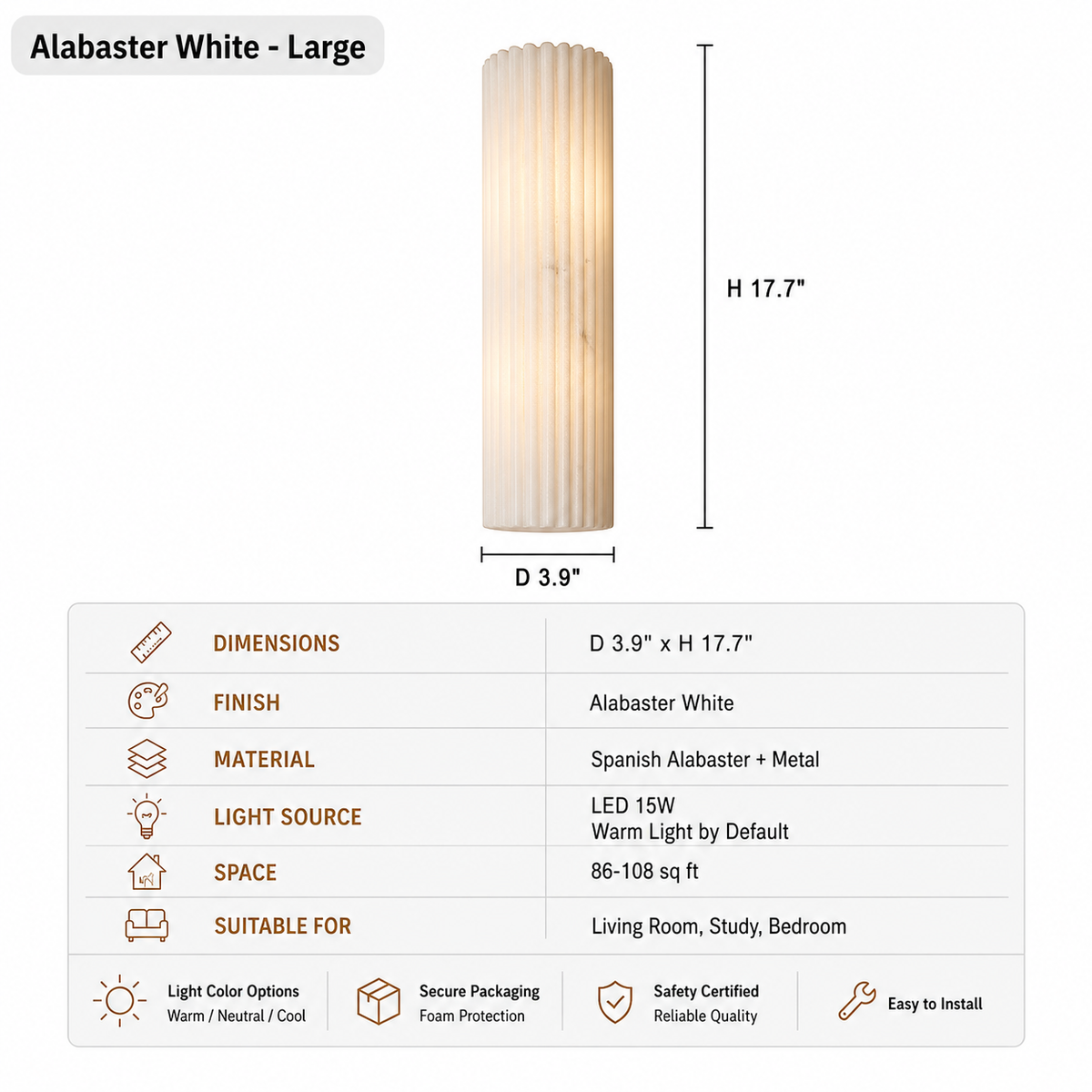 Modern Fluted Alabaster Wall Sconce - product image 19