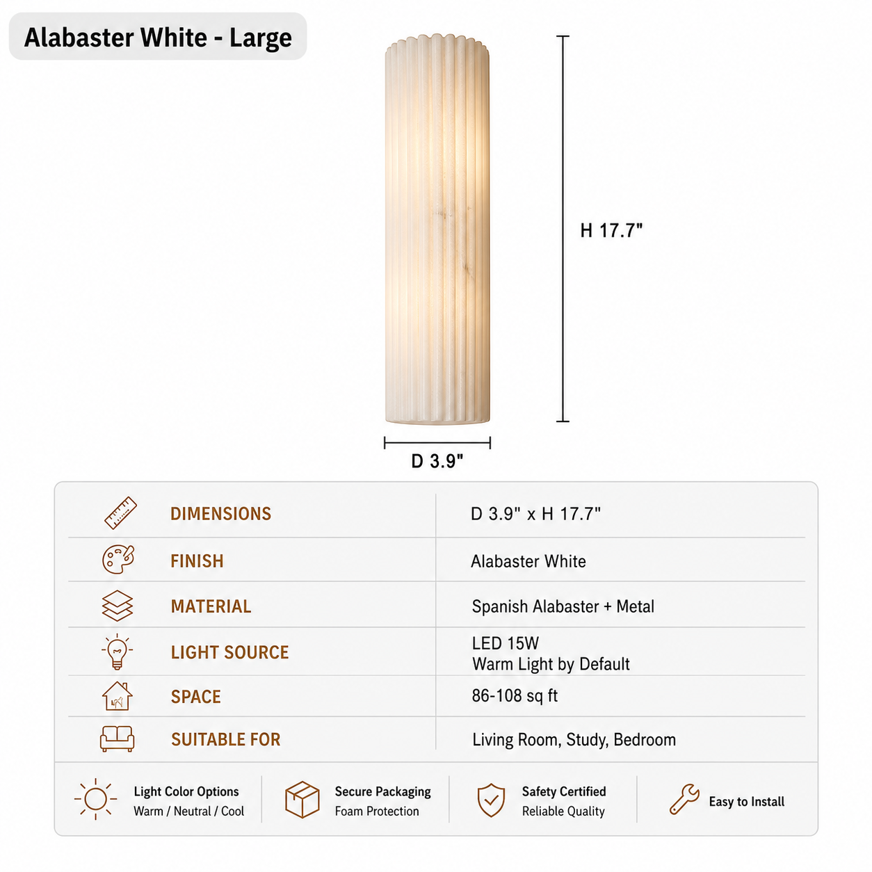 Modern Fluted Alabaster Wall Sconce - product image 19