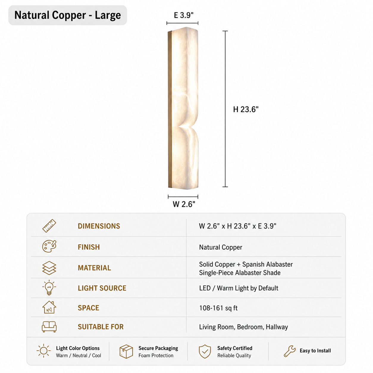 Modern Alabaster Linear Wall Sconce in Natural Brass - product image 18