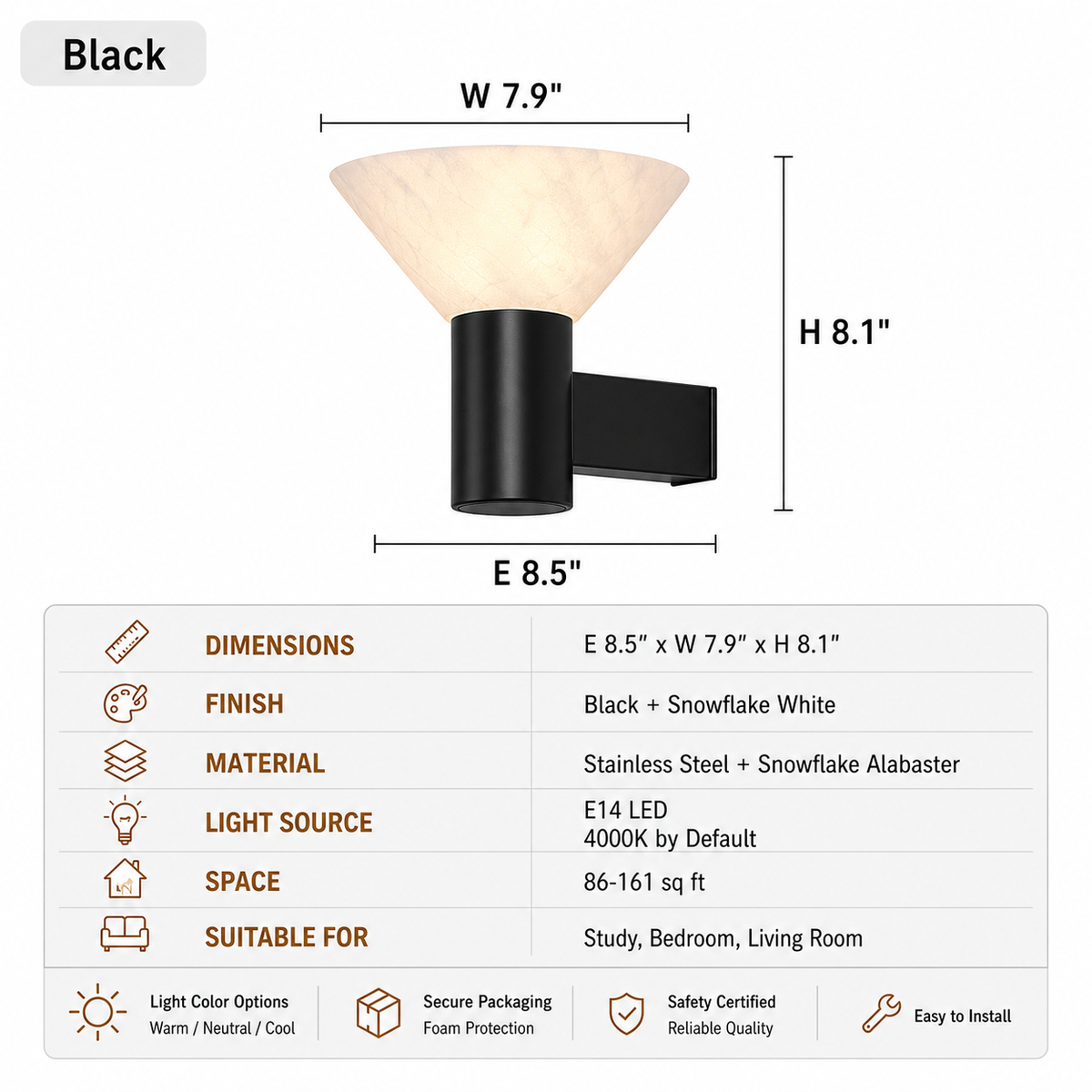 Modern Snowflake Alabaster Cup Wall Sconce - product image 21