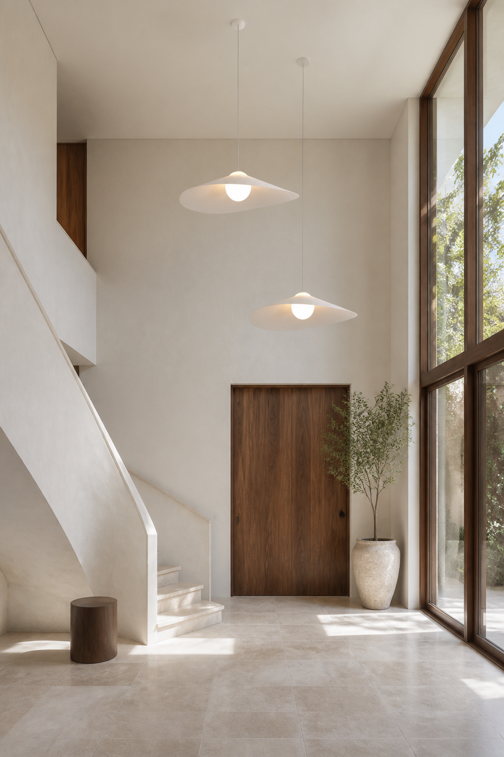 Velaire Sculptural Wing Pendant Light 70 cm installed or product view 8 with complete ceiling connection