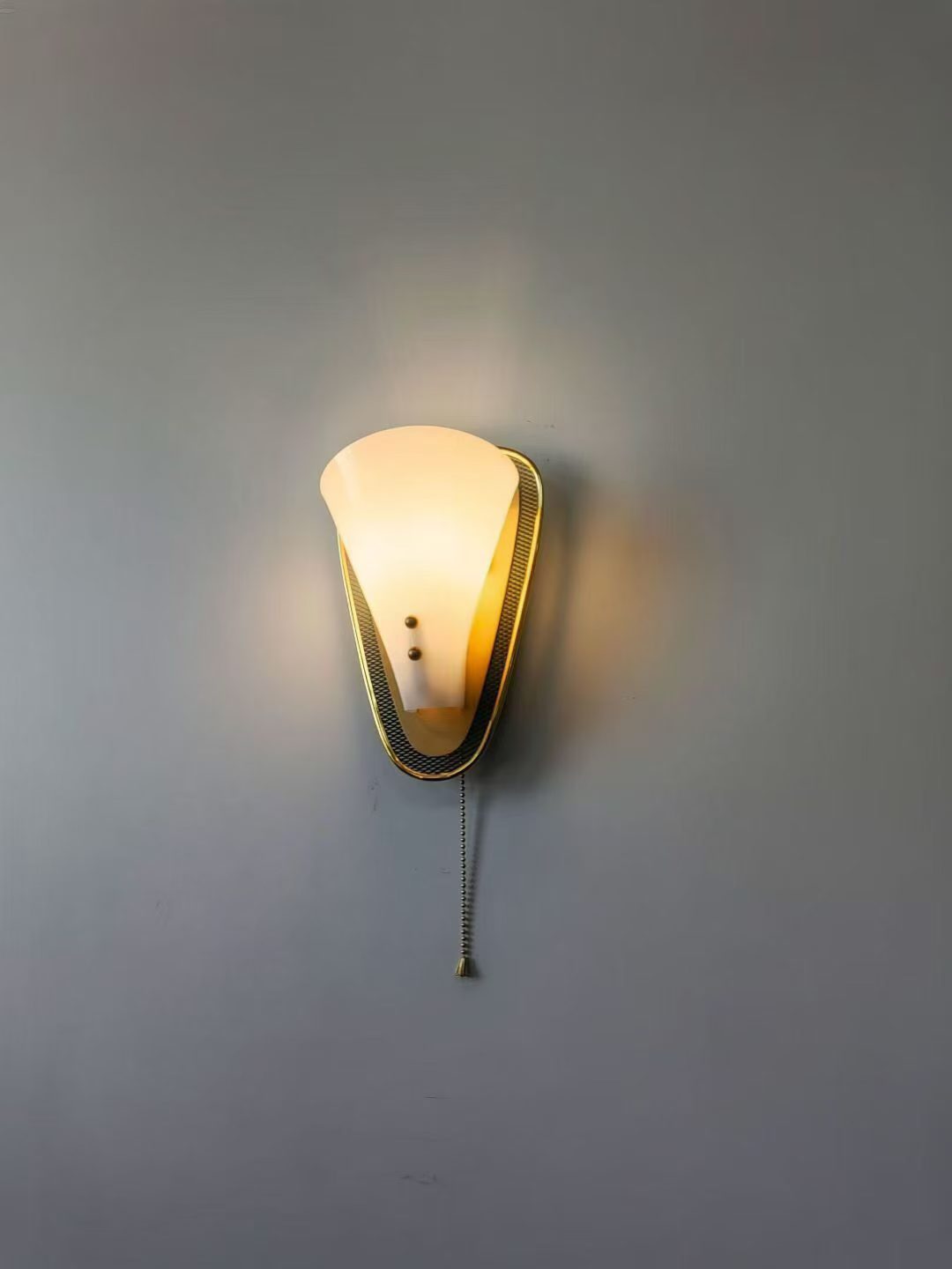 Sculptural White Petal Pull-Chain Wall Sconce source overall view 2