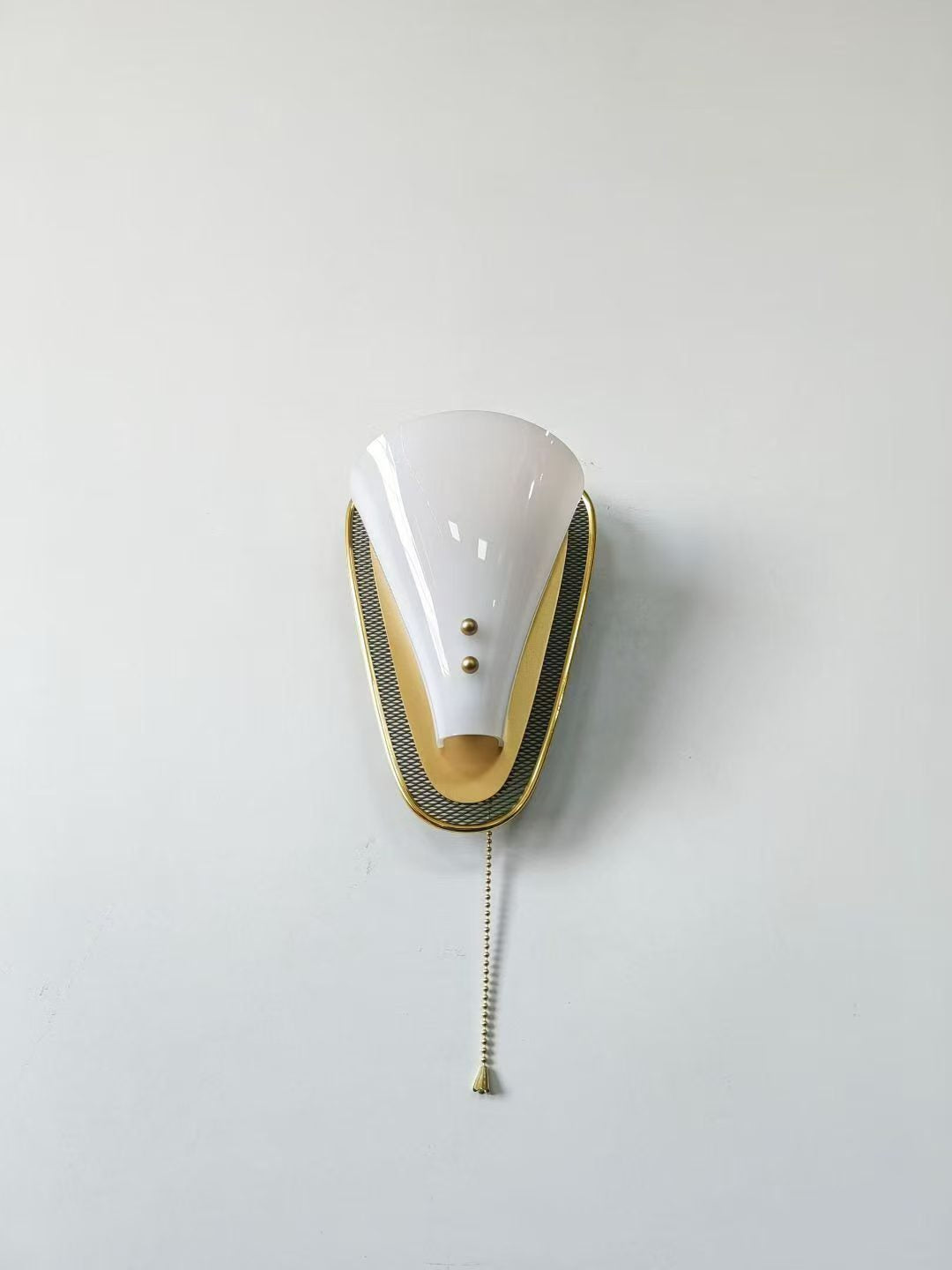 Sculptural White Petal Pull-Chain Wall Sconce source overall view 6