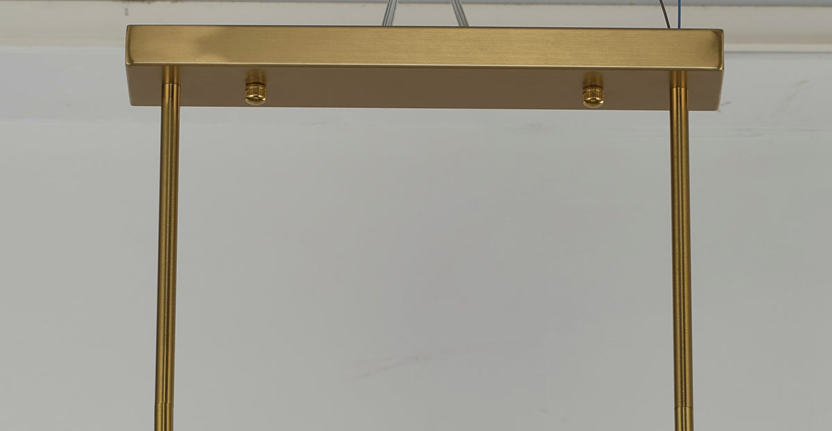 Cloveraine Linear Chandelier supplier real detail 2: Rectangular canopy and twin rod mounts