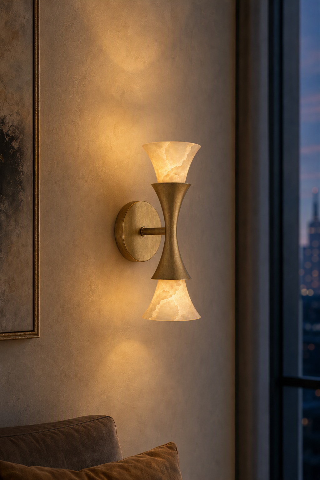 Sculptural Opal Glass and Alabaster Wall Sconce — Model B alabaster evening lounge