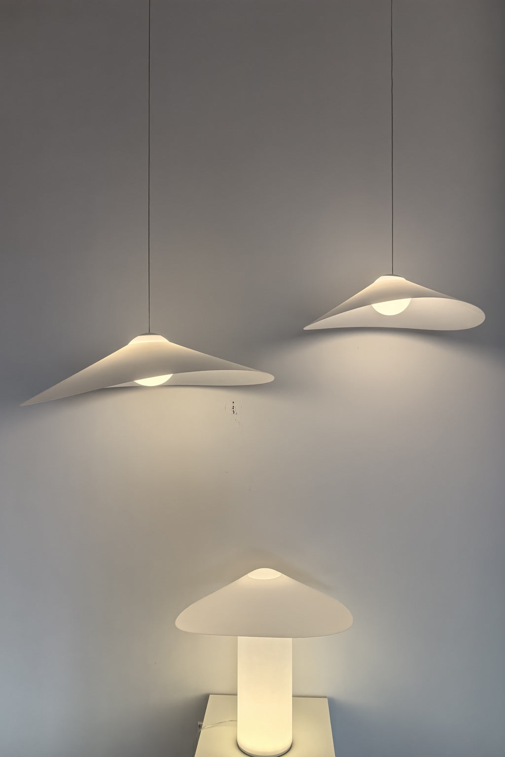 Velaire Sculptural Wing Pendant Light pendant and table lamp family real factory photograph