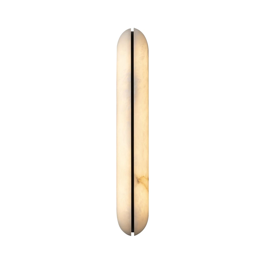 Large slim capsule wall sconce in Blackened Copper on white