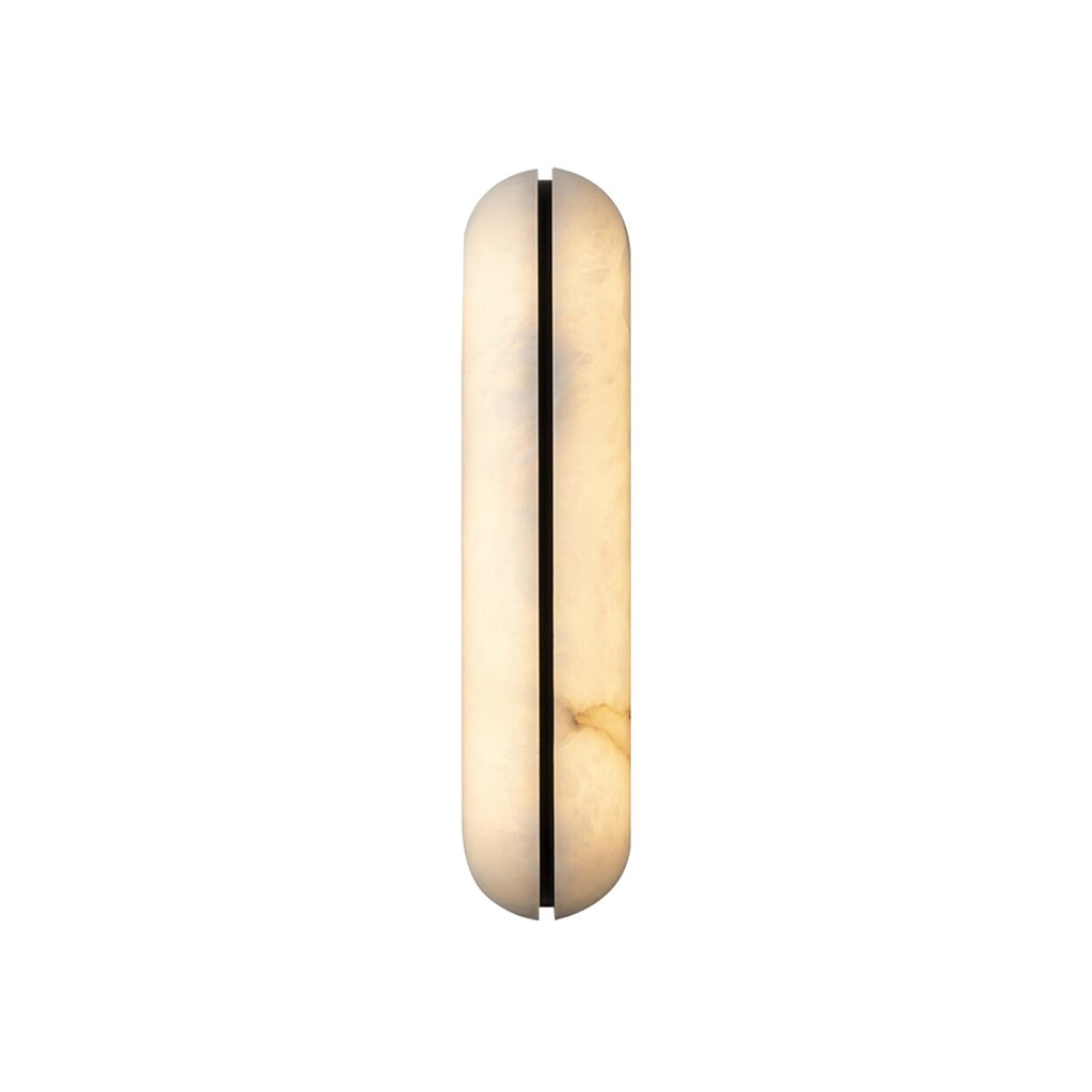 Small slim capsule wall sconce in Blackened Copper on white