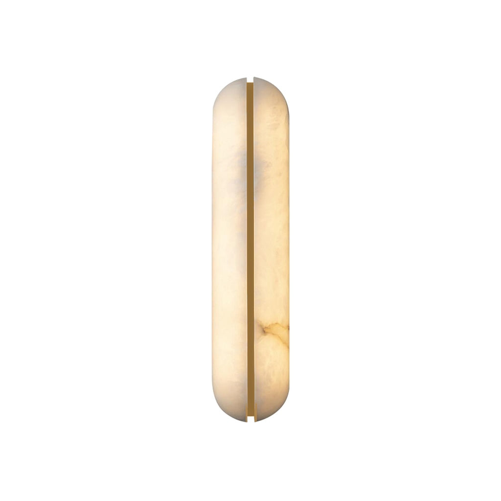 Small slim capsule wall sconce in Natural Copper on white