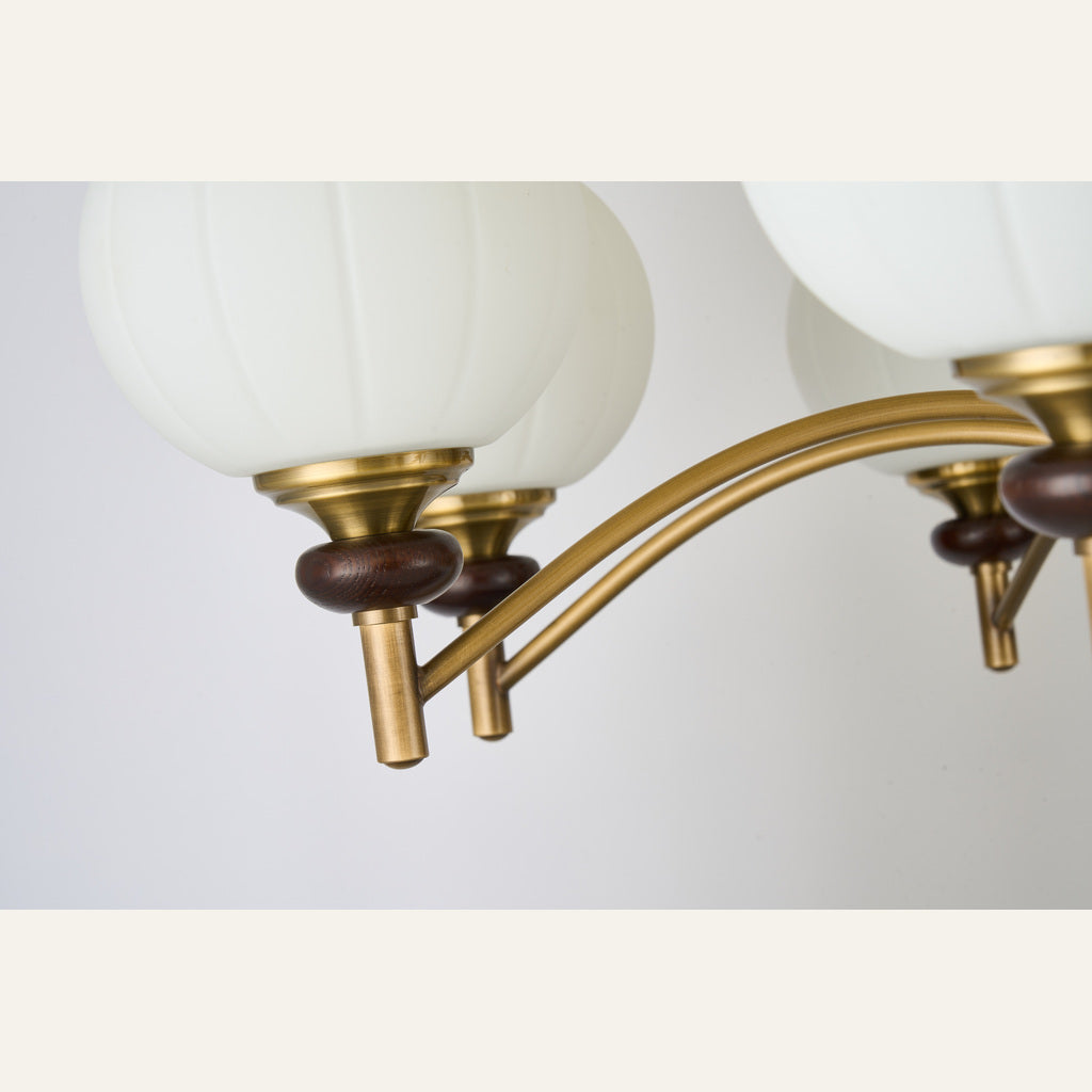 Orbemere Faceted Milk Glass and Ash Wood Chandelier supplier real material and construction detail 4