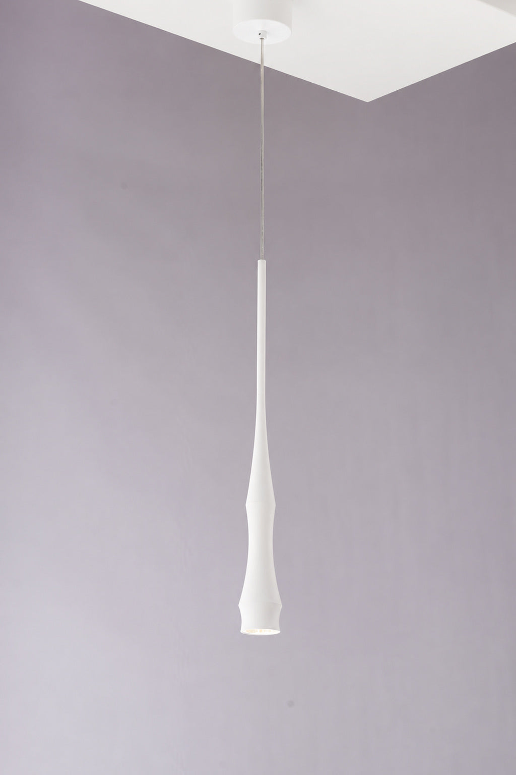 Torvelle Sculptural Pendant Light 6082 white finish installed real photo · CDE 2026-09-25
