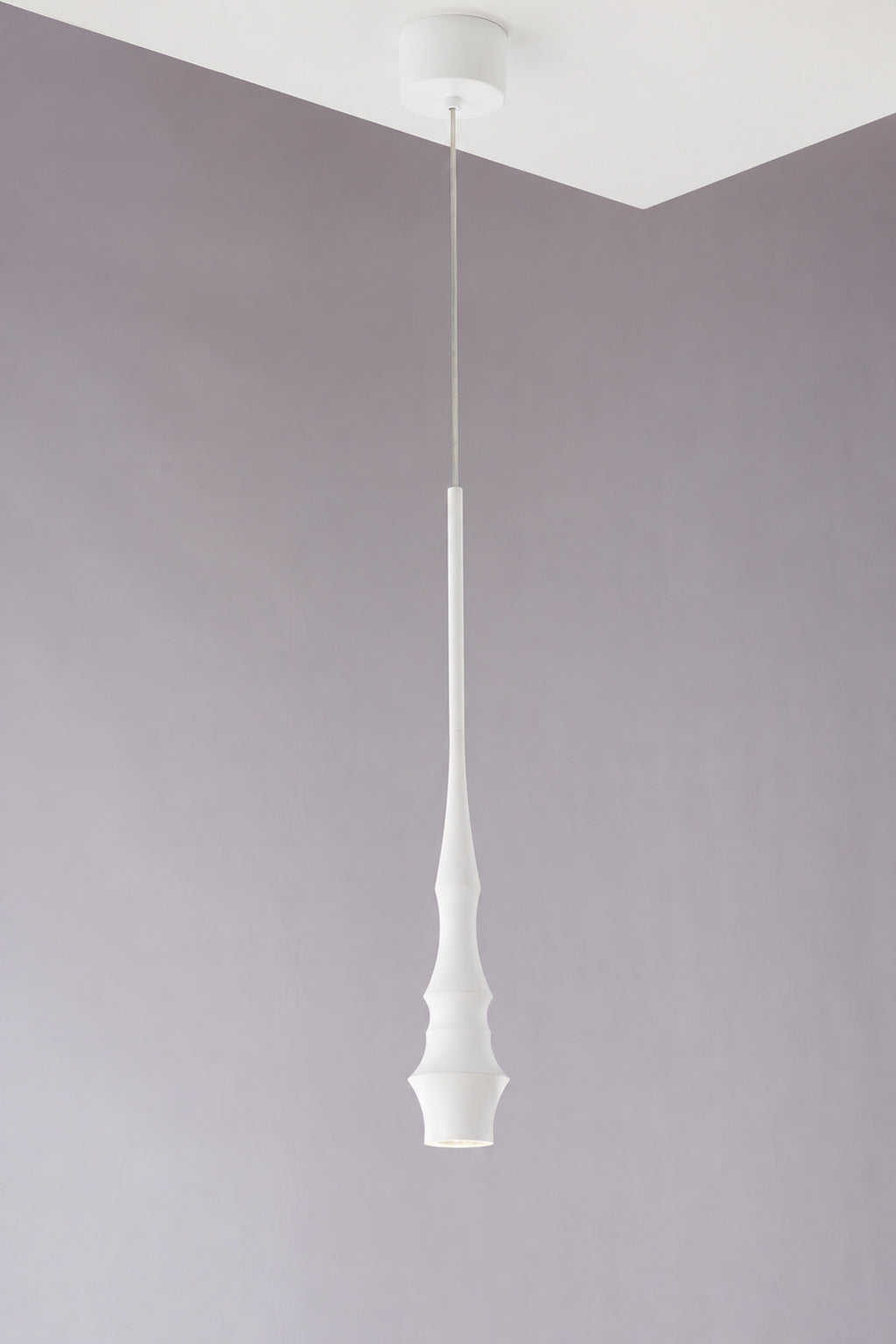 Torvelle Sculptural Pendant Light 6081 white finish installed real photo · CDE 2026-09-25