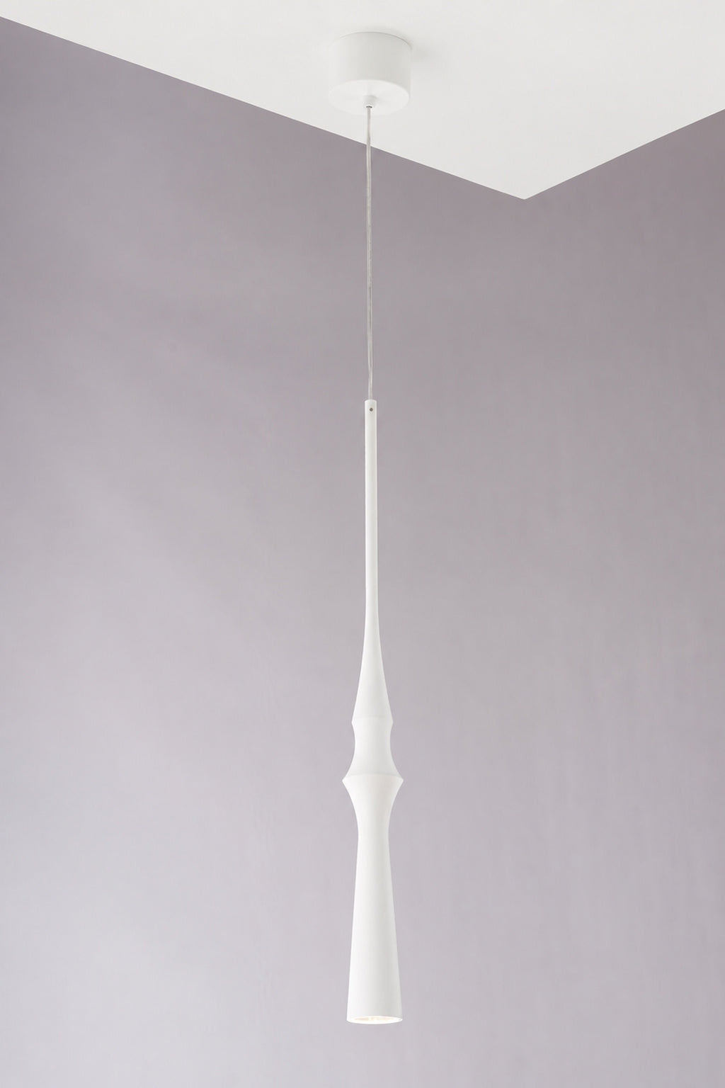 Torvelle Sculptural Pendant Light 6083 white finish installed real photo · CDE 2026-09-25