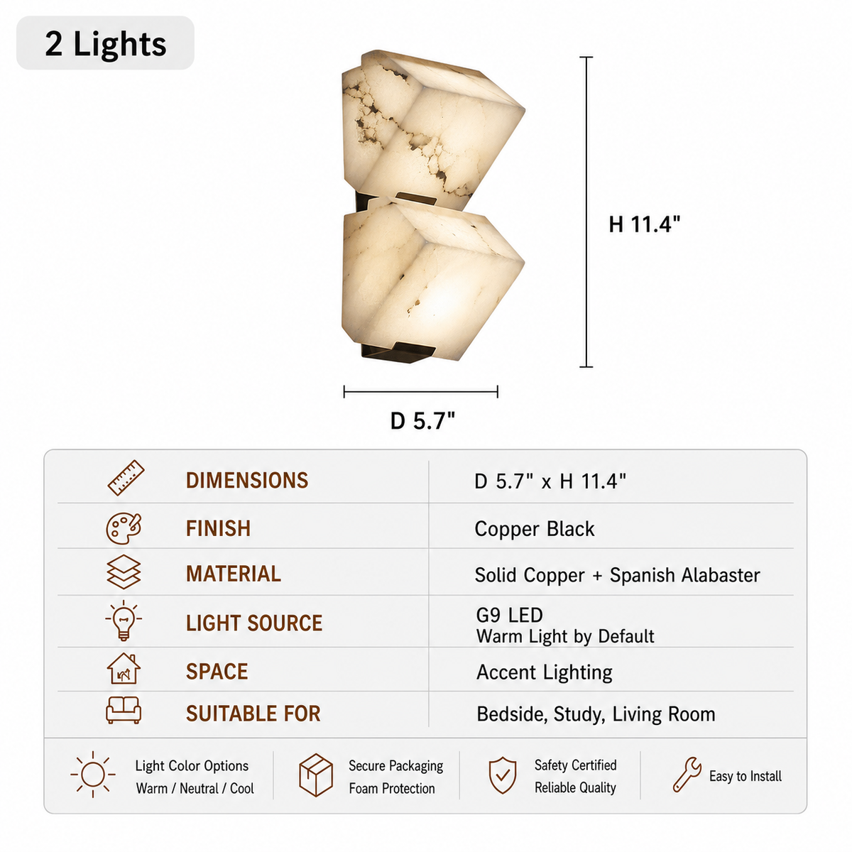 Modern Alabaster Geometric Wall Sconce - product image 19