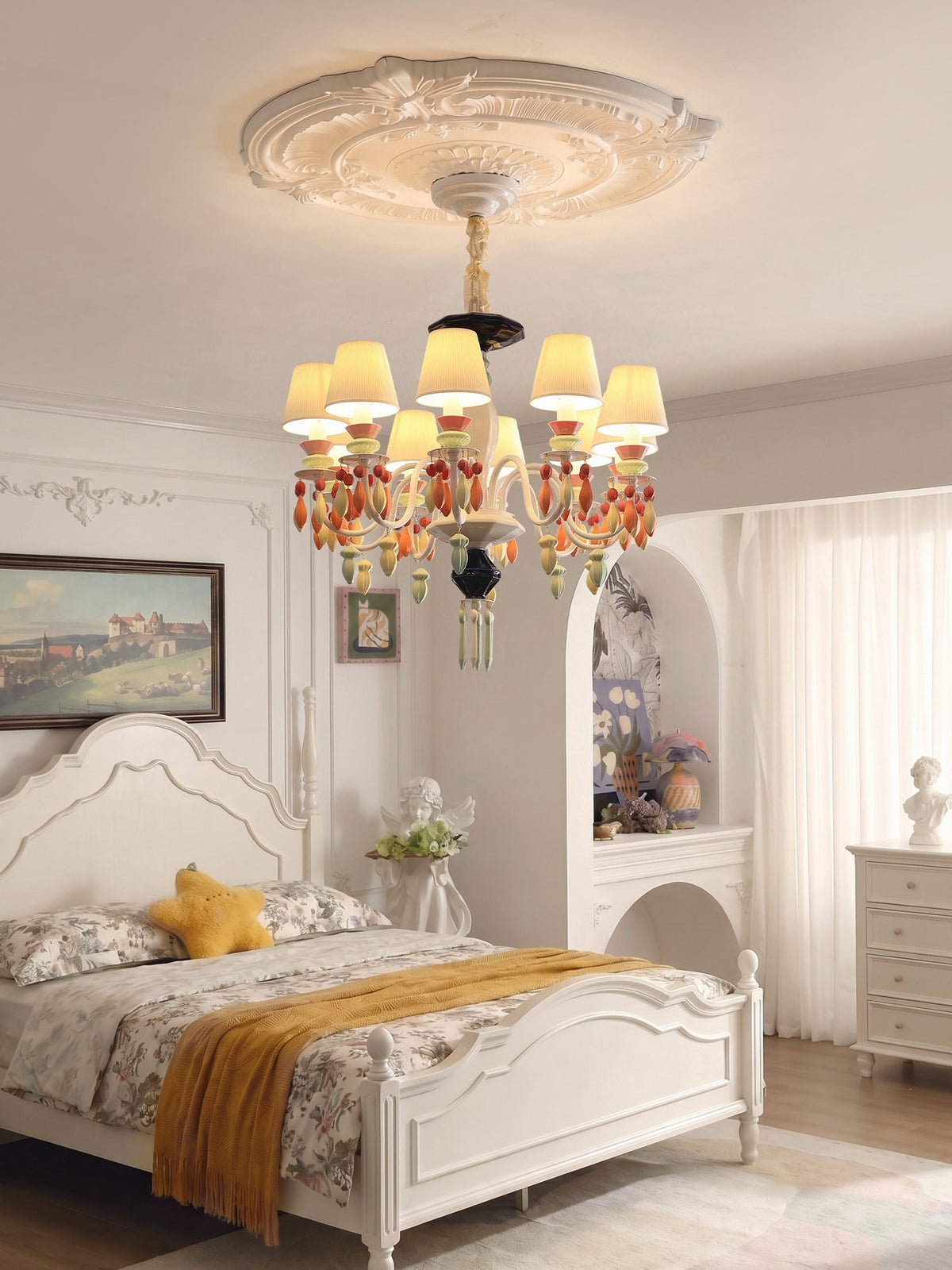 Pastel Ceramic Single-Tier Chandelier real product view 2