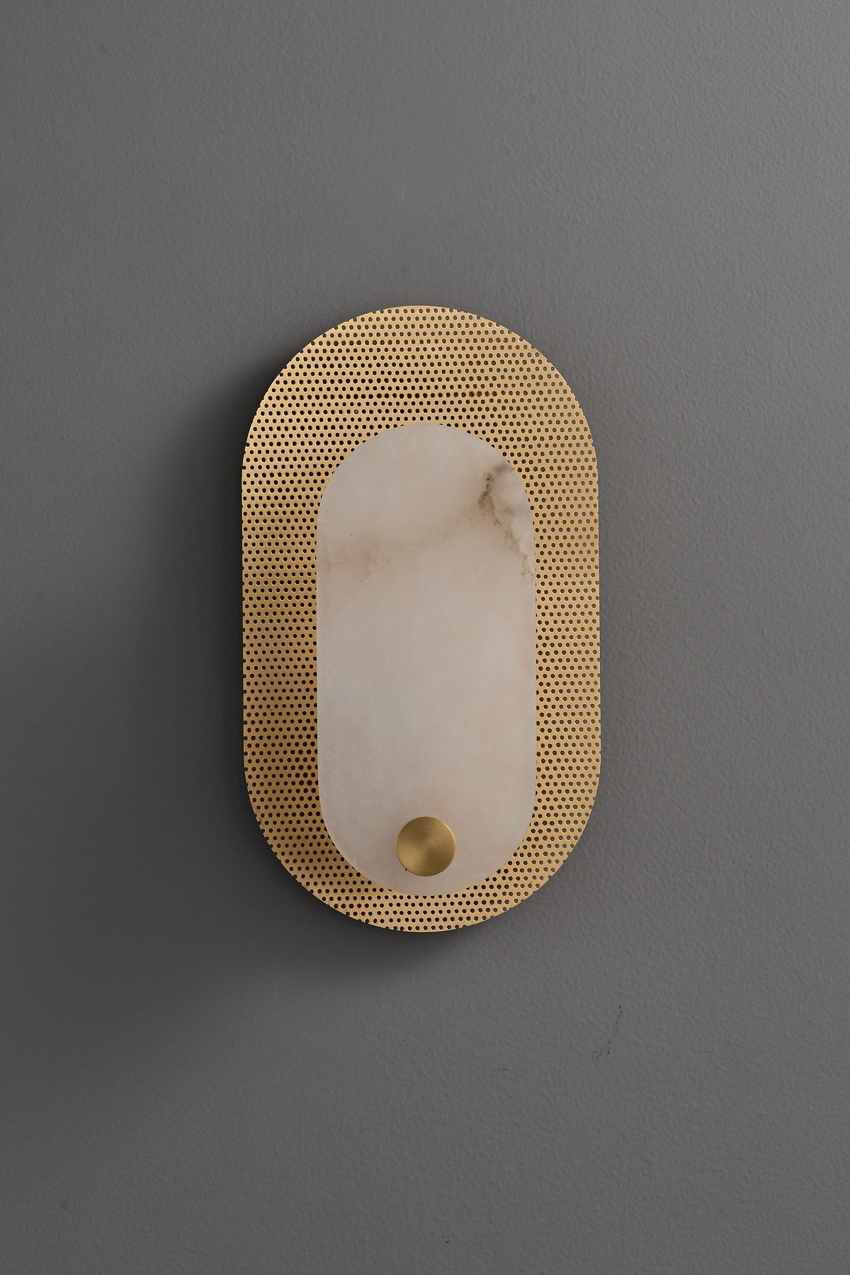 Modern Alabaster Oval Wall Sconce in Matte Gold - 06 3-13- 21