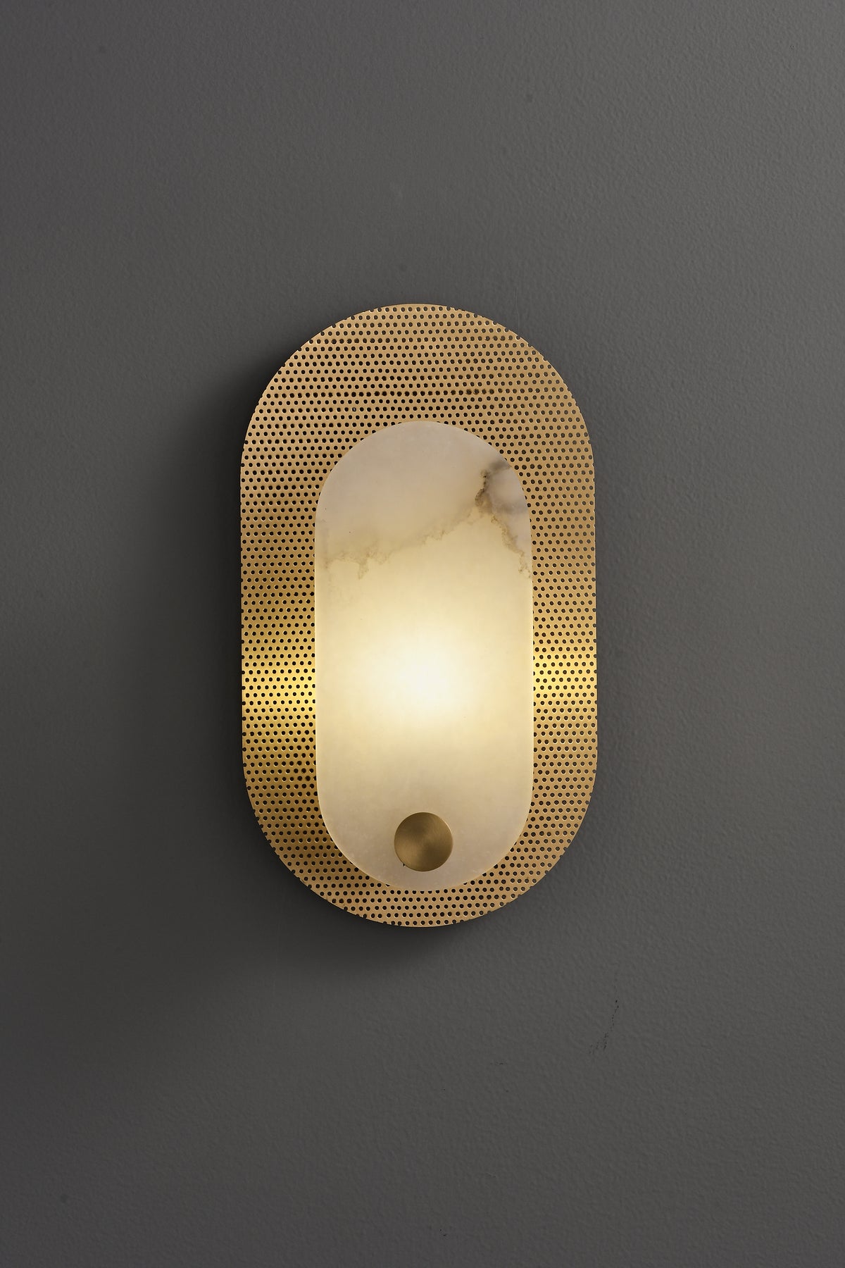 Modern Alabaster Oval Wall Sconce in Matte Gold - 07 3-13- 23