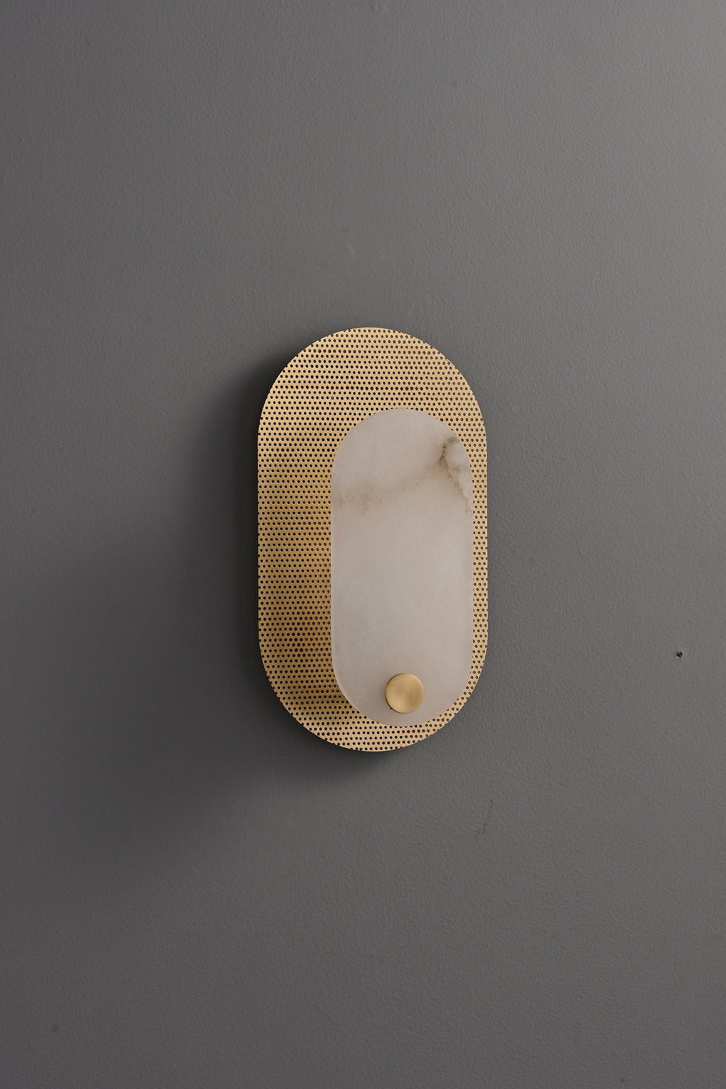 Modern Spanish Alabaster Oval Wall Sconce in Matte Gold - 08 3-13- 29