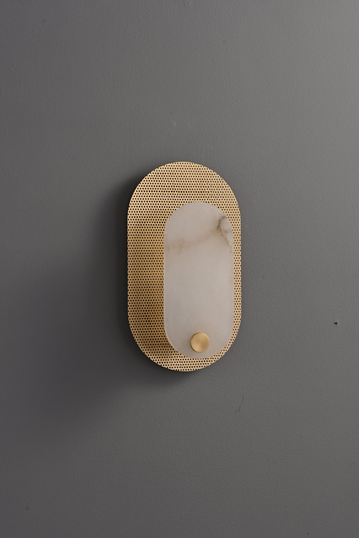 Modern Alabaster Oval Wall Sconce in Matte Gold - 08 3-13- 29