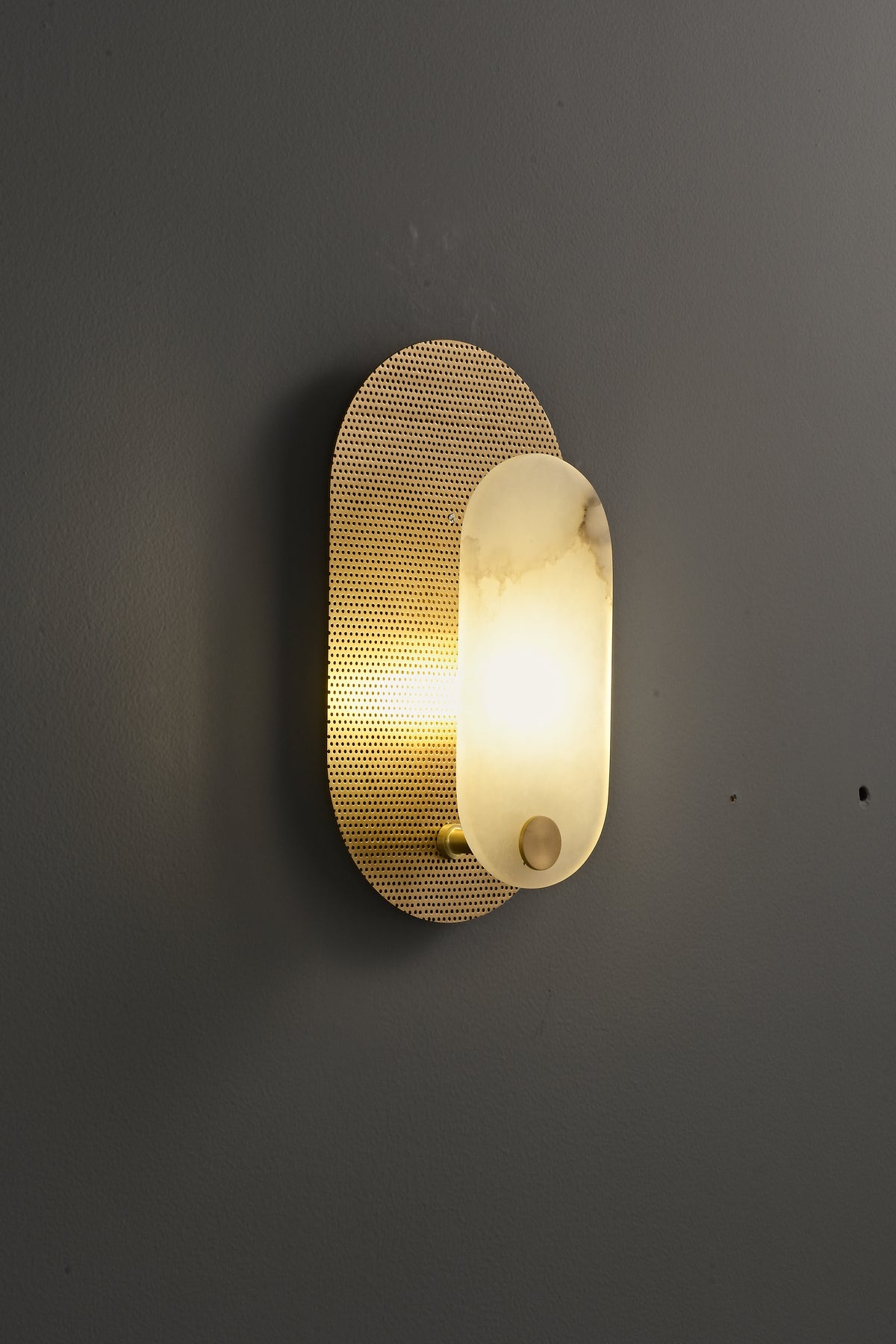 Modern Alabaster Oval Wall Sconce in Matte Gold - 09 3-13- 32