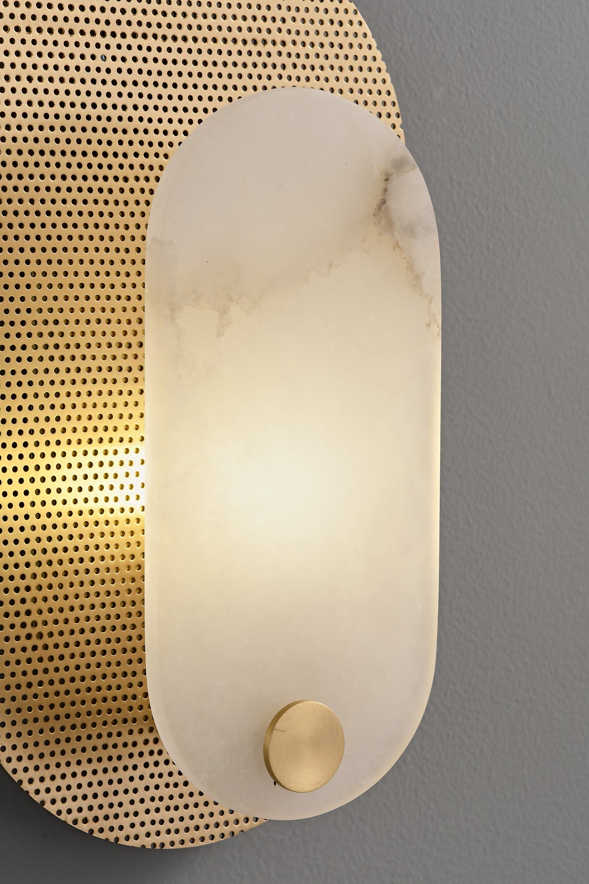 Modern Alabaster Oval Wall Sconce in Matte Gold - 10 3-13- 33