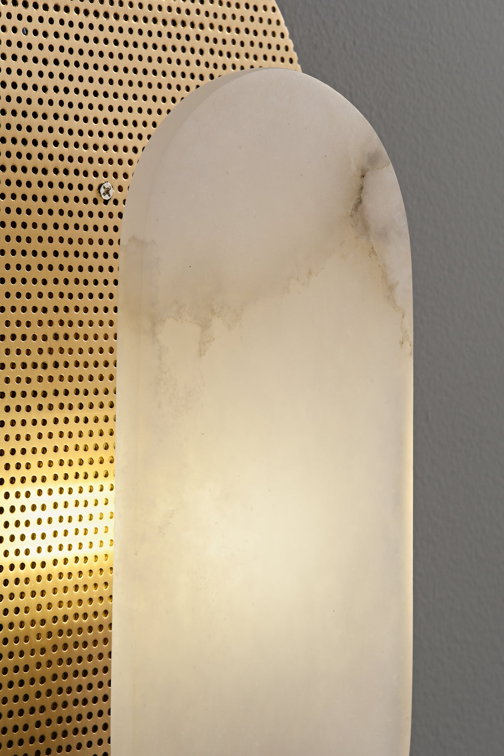 Modern Spanish Alabaster Oval Wall Sconce in Matte Gold - 11 3-13- 35