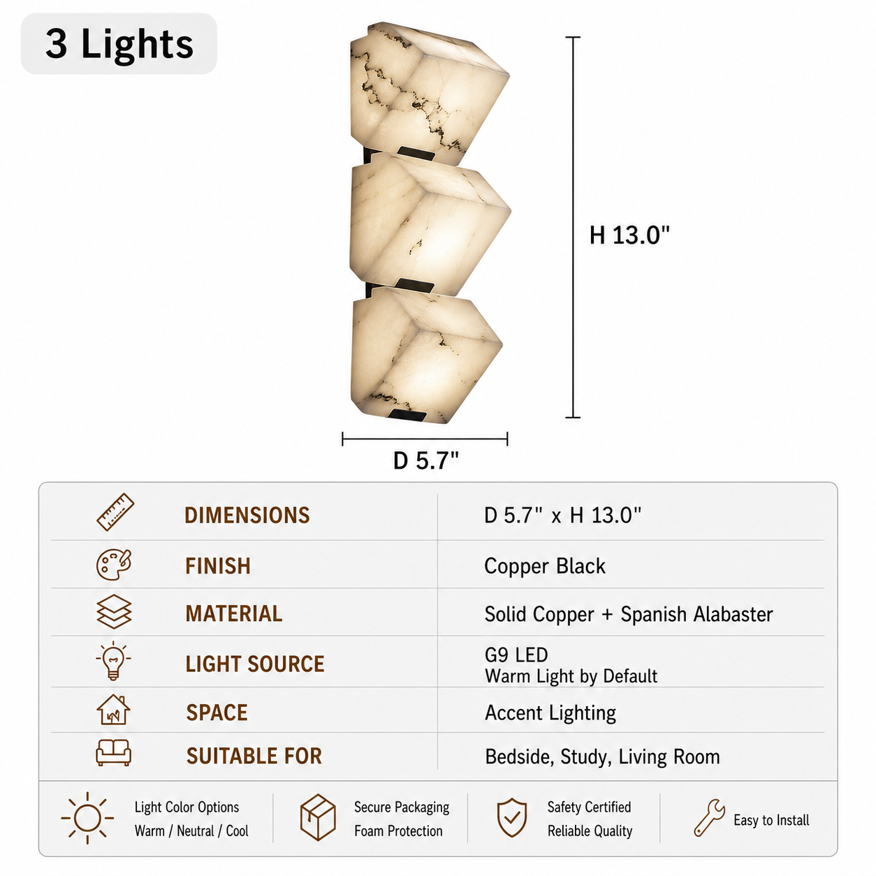 Modern Alabaster Geometric Wall Sconce - product image 20