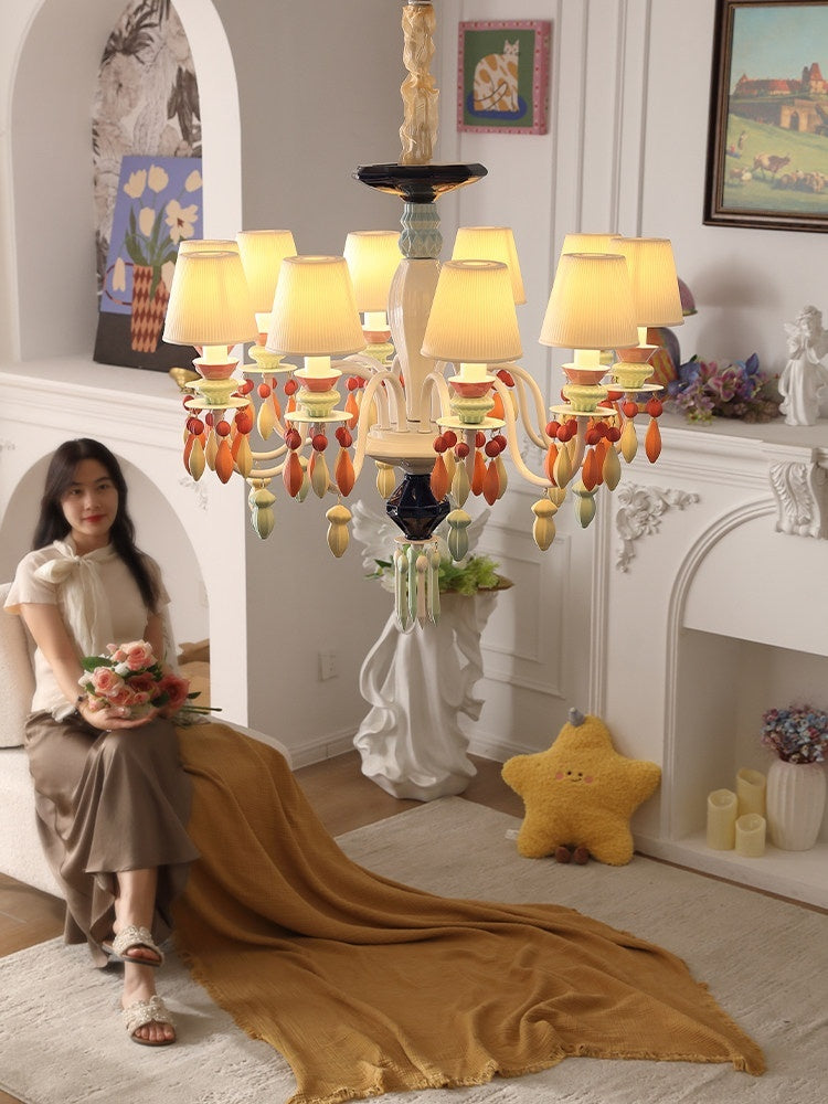 Pastel Ceramic Single-Tier Chandelier real product view 3